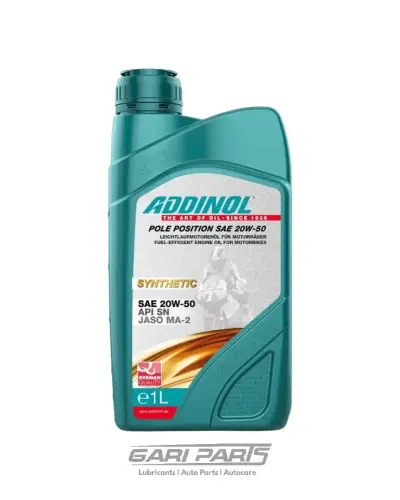 20W-50 ADDINOL Pole Position JASO MA-2 (Fully Synthetic) API JASO MA-2 BIKE ENGINE MOTOR OIL GENUINE BUY FROM GARIPARTS