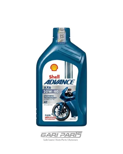 20W-40 Shell AX6 ADVANCE 4T MOTORCYCLE API STAR / JASO MA BIKE ENGINE MOTOR OIL GENUINE BUY FROM GARIPARTS